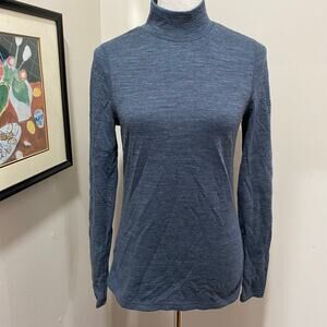 Wicked Wool Turtleneck Size Medium Blue Heather Long Sleeve Top Wool Blend